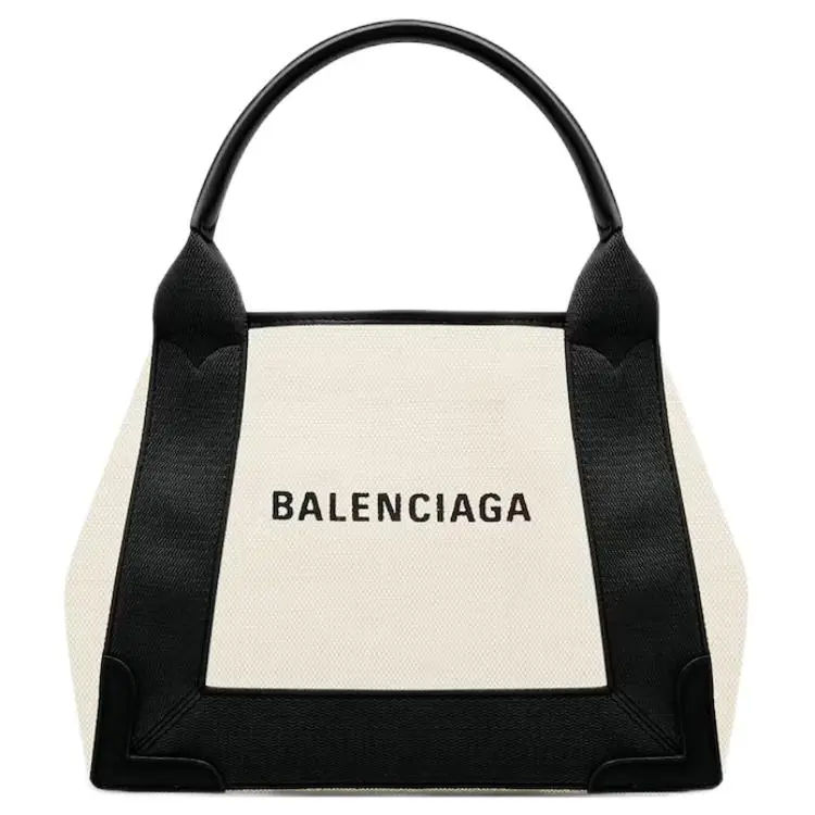 Balenciaga Navy Cotton Canvas Calfskin Handbags Mini Women's Black & Beige