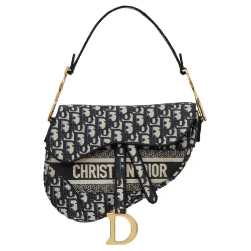 DIOR Saddle Bag Blue DIOR Oblique Embroidery