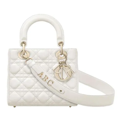DIOR Lady Dior Sheepskin Handbag, Shoulder Bag, Crossbody Bag, Handbag Small Women's White