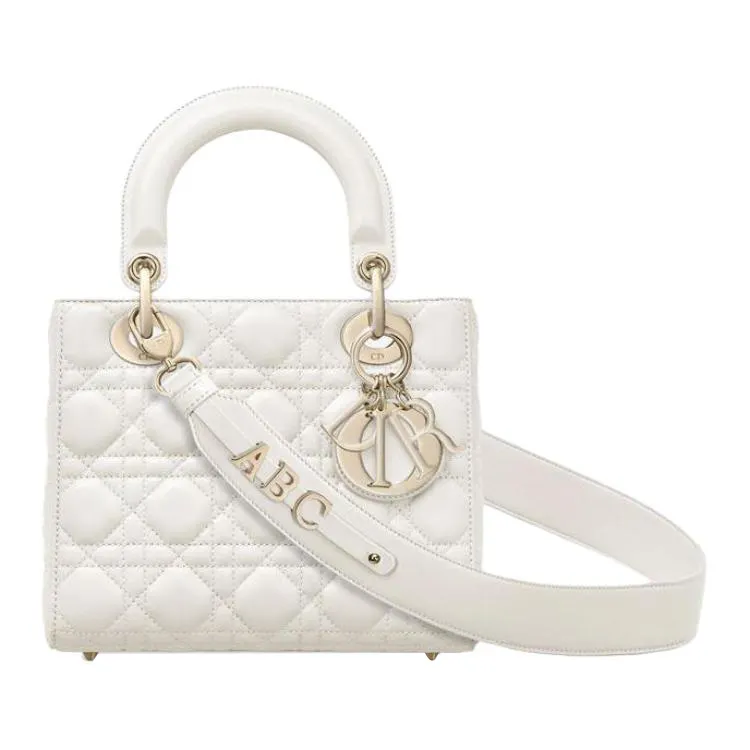 DIOR Lady Dior Sheepskin Handbag, Shoulder Bag, Crossbody Bag, Handbag Small Women's White