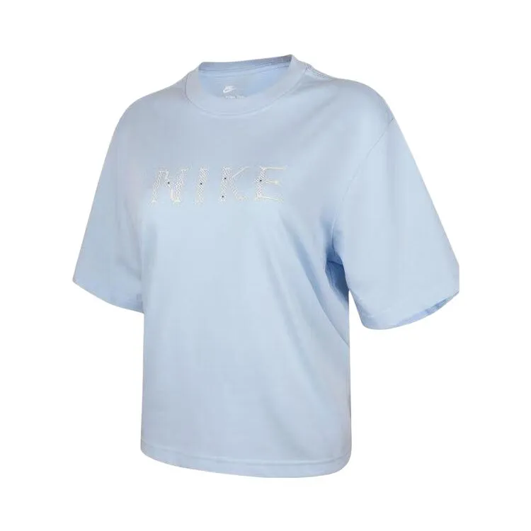 Nike T-Shirts Women's Blue Crew Neck Moderate