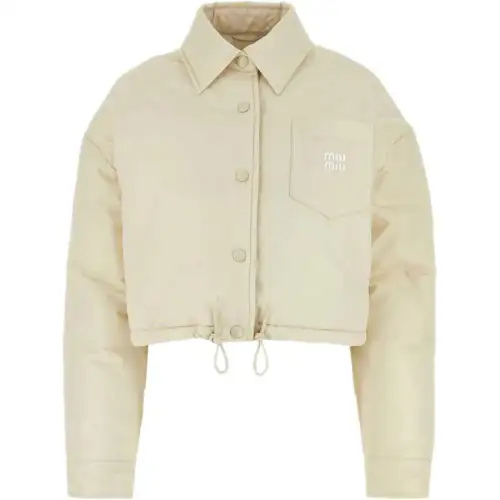 MIU MIU Down Jackets Women's Ecru Shirt Collar Moderate Other