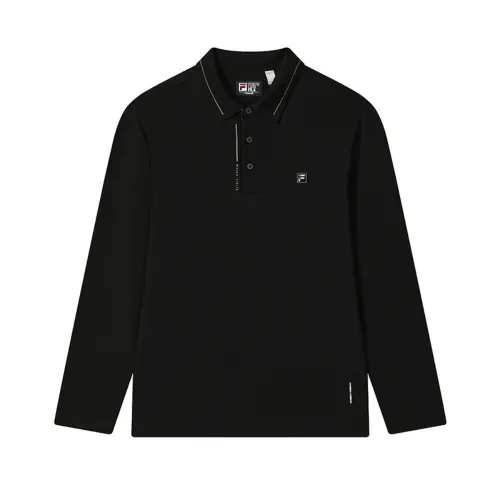 FILA WHITE Polo Shirts Men's Jet Black Moderate Straight Fit