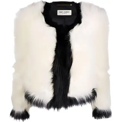 SAINT LAURENT Jackets Women's White Crew Neck Thickened Other