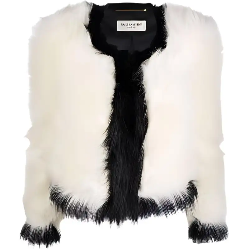 SAINT LAURENT Jackets Women's White Crew Neck Thickened Other