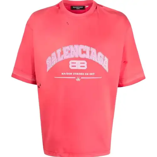 Balenciaga T Shirts Men's Orange Crew Neck Moderate