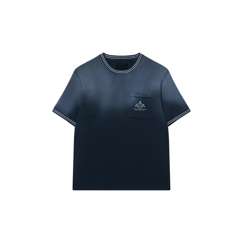 PRADA T Shirts Men's Blue Crew Neck Moderate Straight Fit