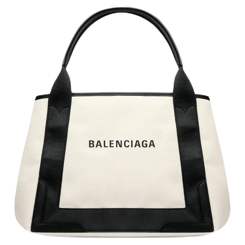 Женская сумка Balenciaga Canvas Tote Bag (бело-черная)
