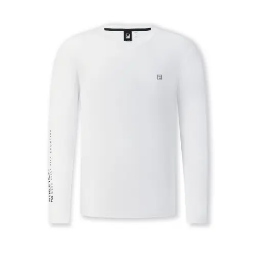 FILA Fitness T Shirts Men's Bright White Crew Neck Moderate Straight Fit