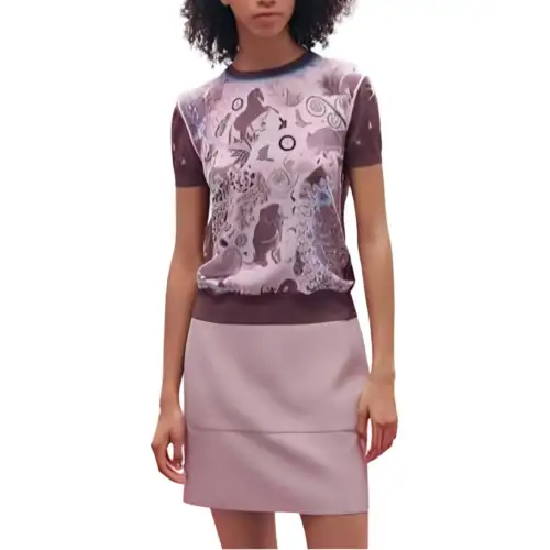 HERMES Crop Tops Women's Pink Crew Neck Moderate