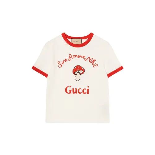 GUCCI T Shirts Women's Ecru Crew Neck Moderate Straight Fit