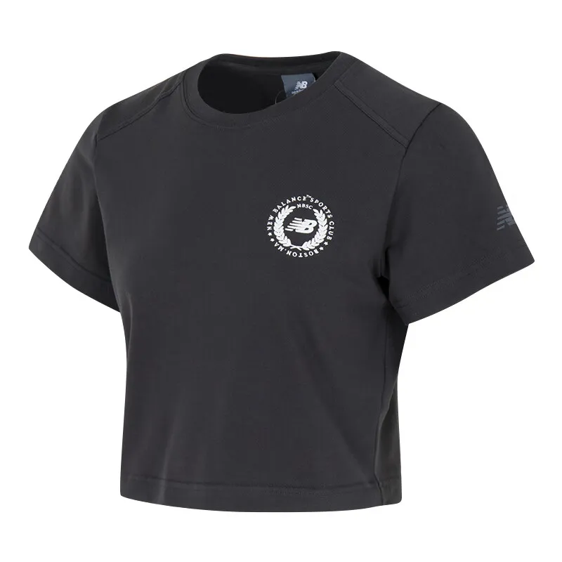 New Balance T-Shirts Women's Black Gray Crew Neck Moderate Other