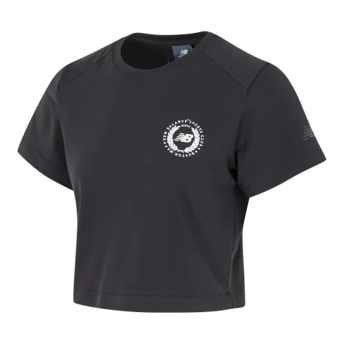 New Balance T Shirts Women's Black Gray Crew Neck Moderate Other