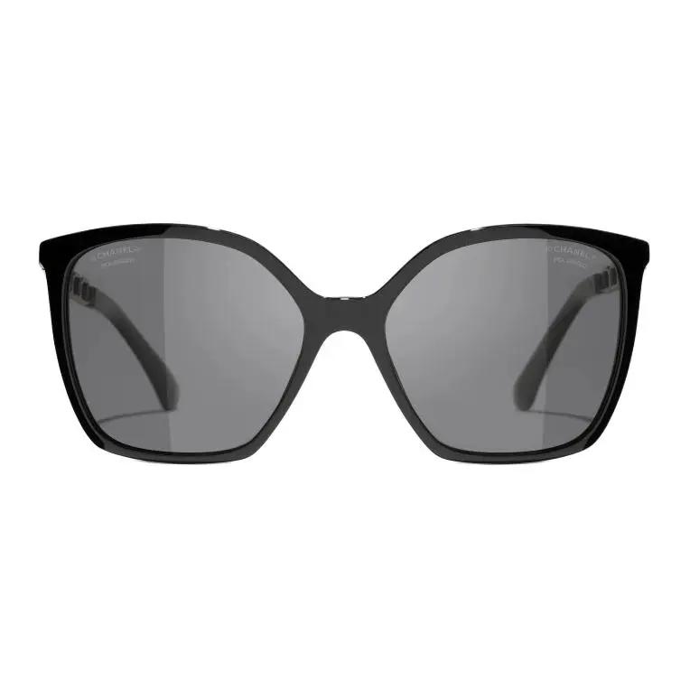 CHANEL Irregular Shape Sunglasses Unisex Black