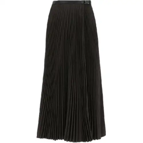 PRADA Casual Long Skirts Women's Brown Moderate Mid Length Pleated Skirt