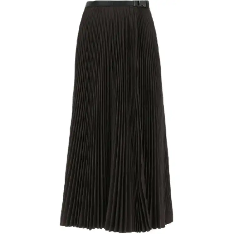 PRADA Casual Long Skirts Women's Brown Moderate Mid Length Pleated Skirt