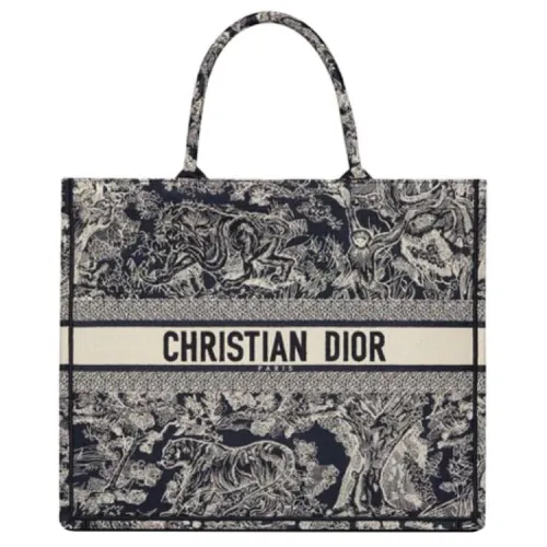 DIOR BookTote Embroidery Tote Bag, Shopping Bag, Handbag Large Women's Blue