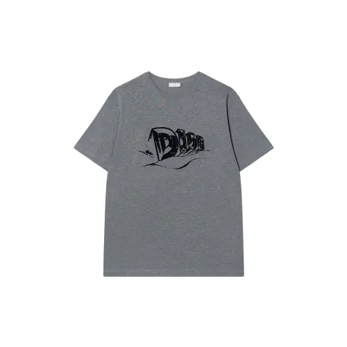 DIOR T Shirts Men's Gray Crew Neck Moderate Straight Fit