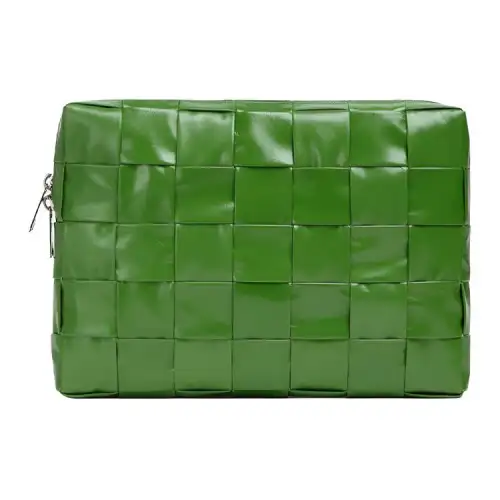 Bottega Veneta CASSETTE Woven Calfskin Clutch Men's Grassland Green