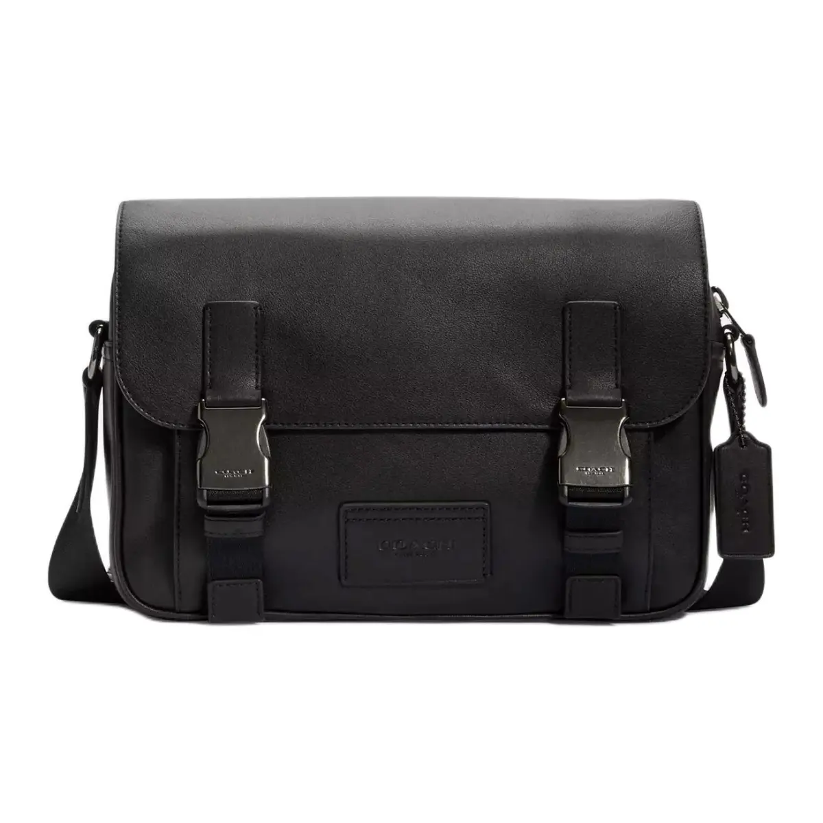 COACH Track Cow Leather Messenger Bag, Shoulder Bag, Crossbody Bag Medium Men's Black