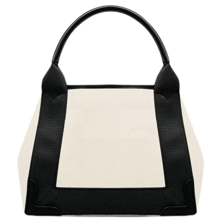 Женская сумка Balenciaga Navy Logo Tote (черно-бежевая) — фото 3