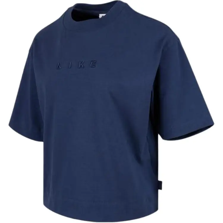 Nike Swoosh T-Shirts Women's Navy Blue Crew Neck Moderate