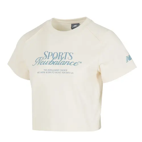 New Balance T Shirts Women's Ecru Crew Neck Moderate