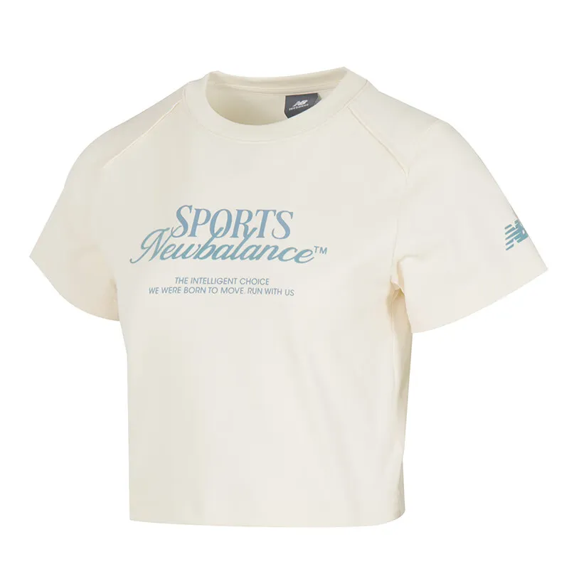New Balance T-Shirts Women's Ecru Crew Neck Moderate