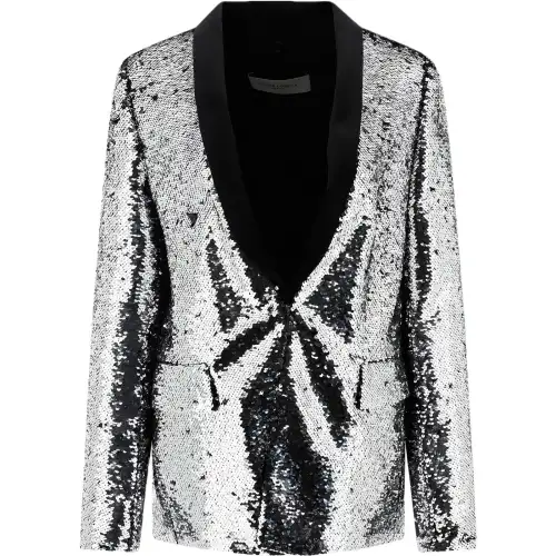 Golden Goose Business Suits Women's Silver Suit Collar Moderate