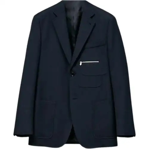 HERMES Business Suits Men's Black Suit Collar Moderate
