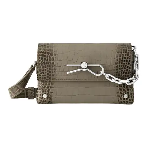 LOUIS VUITTON Steamer Crocodile Leather Shoulder Bag, Crossbody Bag Men's Olive Green