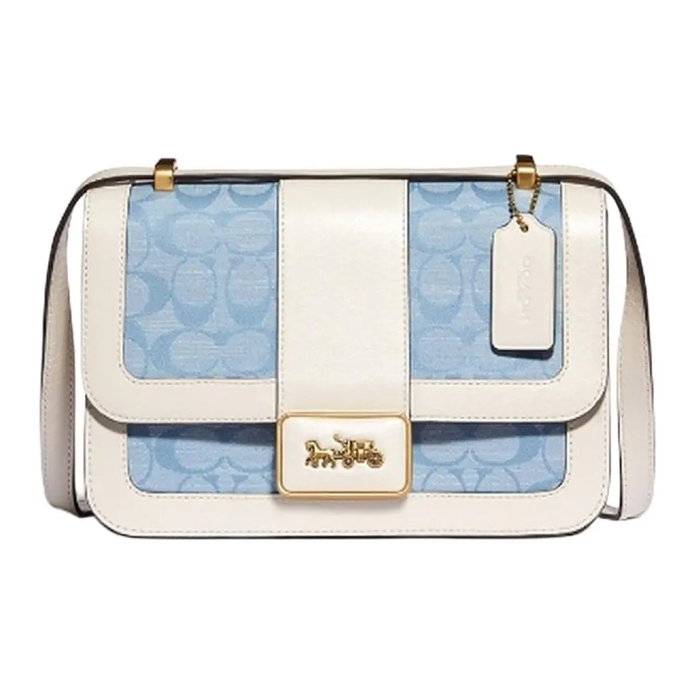 COACH Alie Canvas With Cow Leather Messenger Bag, Small Square Bag, Crossbody Bag Shoulder Bags Medium Women's