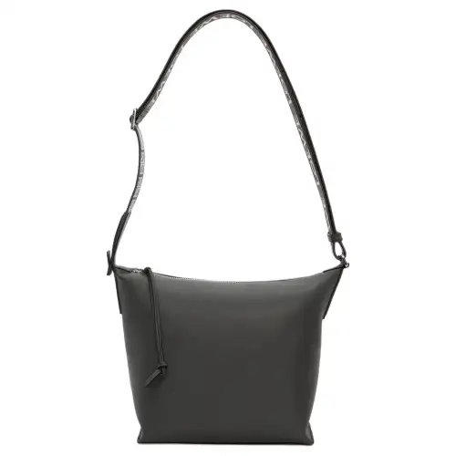 LOEWE Cubi Soft Smooth Cow Leather With Jacquard Fabric Shoulder Bag, Crossbody Bag Small Men's Dark Gray