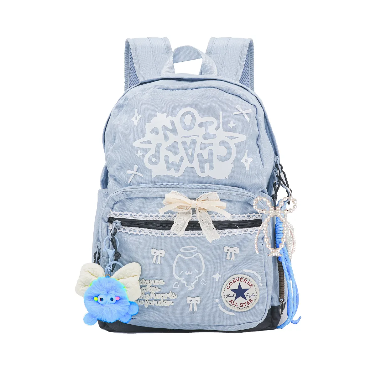 Converse Polyester Mischievous Elf, Footprints Created Backpack Medium Unisex Sky Blue