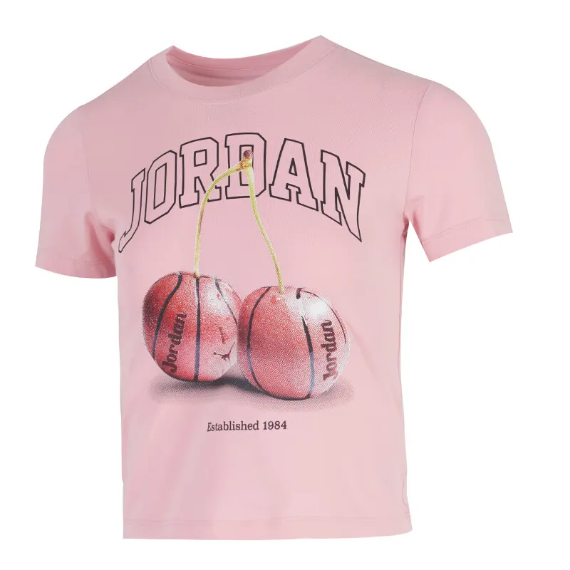 Jordan T-Shirts Women's Pink Crew Neck Moderate