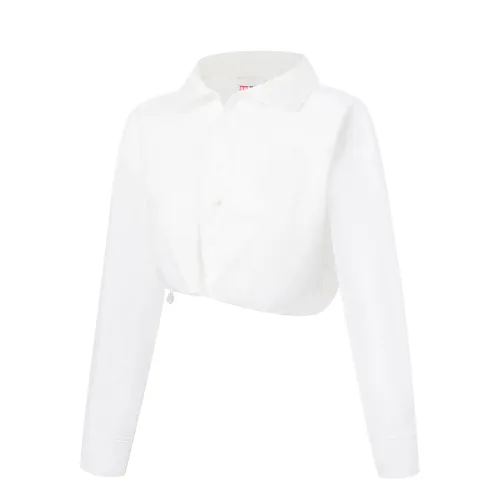 Li Ning Crop Tops Women's Ivory Lapel Moderate