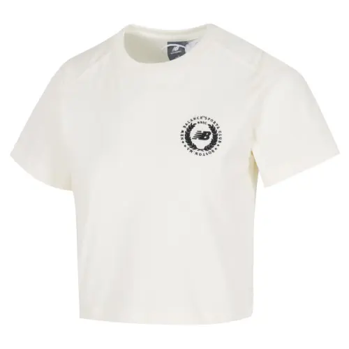 New Balance T Shirts Women's Ecru Crew Neck Moderate Other