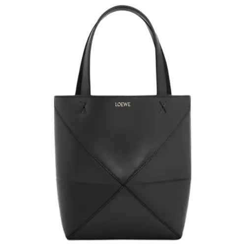 LOEWE Puzzle Fold Calfskin Tote Bag, Shopping Bag, Handbag Mini Men's Black