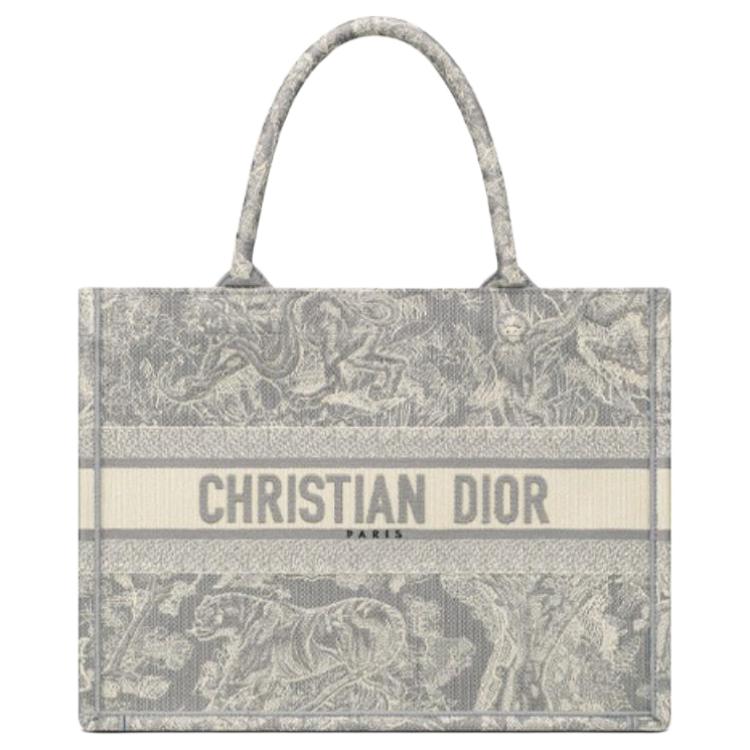 Женская сумка Dior BookTote (серая холщовая)