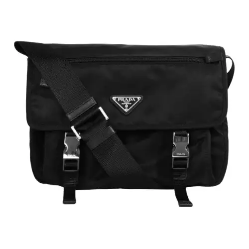PRADA Nylon Fabric Messenger Bag, Shoulder Bag, Crossbody Bag Medium Unisex Black