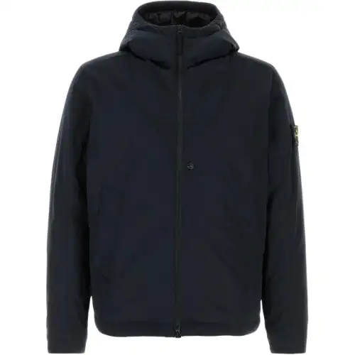 STONE ISLAND Logo Patch Zip Up Hooded Jacket
