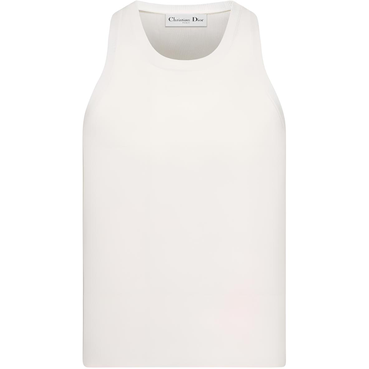 DIOR Tank Tops Women's Ecru Crew Neck Moderate Other