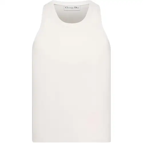 DIOR Tank Tops Women's Ecru Crew Neck Moderate Other