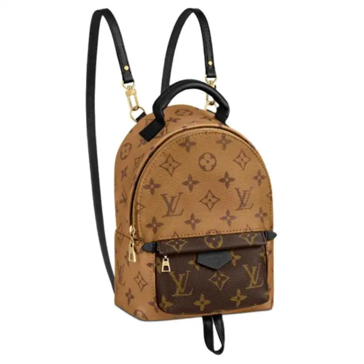 LOUIS VUITTON Palm Springs Canvas With Leather Small Backpack Women's Brown/Beige