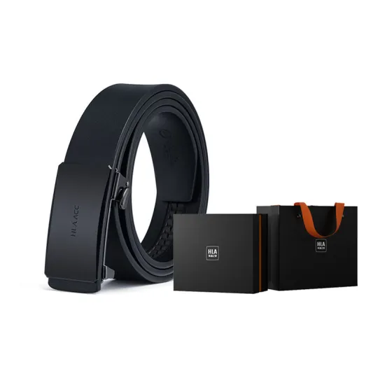 HLA Leather Belts Men's Black Width 3.4cm