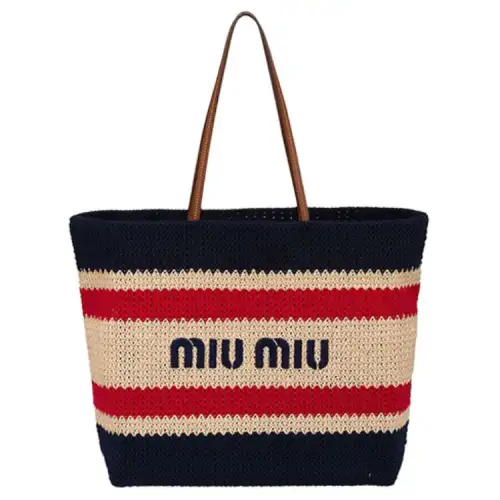 MIU MIU Fabric Tote Bag, Shopping Bag, Shoulder Bag Women's Blue