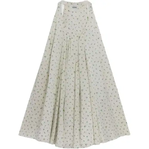 LOEWE Sleeveless Dresses Women's White Crew Neck Moderate Midi Dress Other