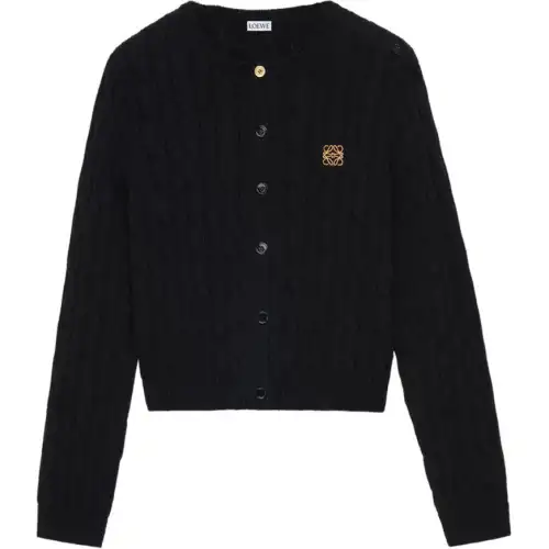 LOEWE Logo Embroidered Crewneck Cardigan