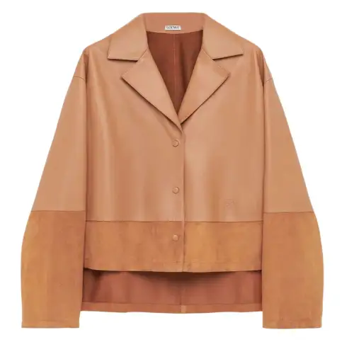 LOEWE Leather Jackets Women's Brown Lapel Moderate