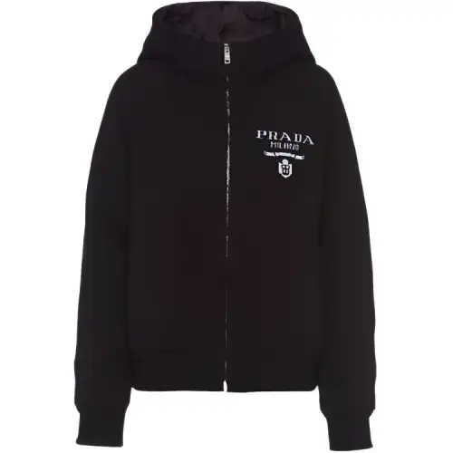 PRADA Logo intarsia Cashmere blend Hooded Jacket